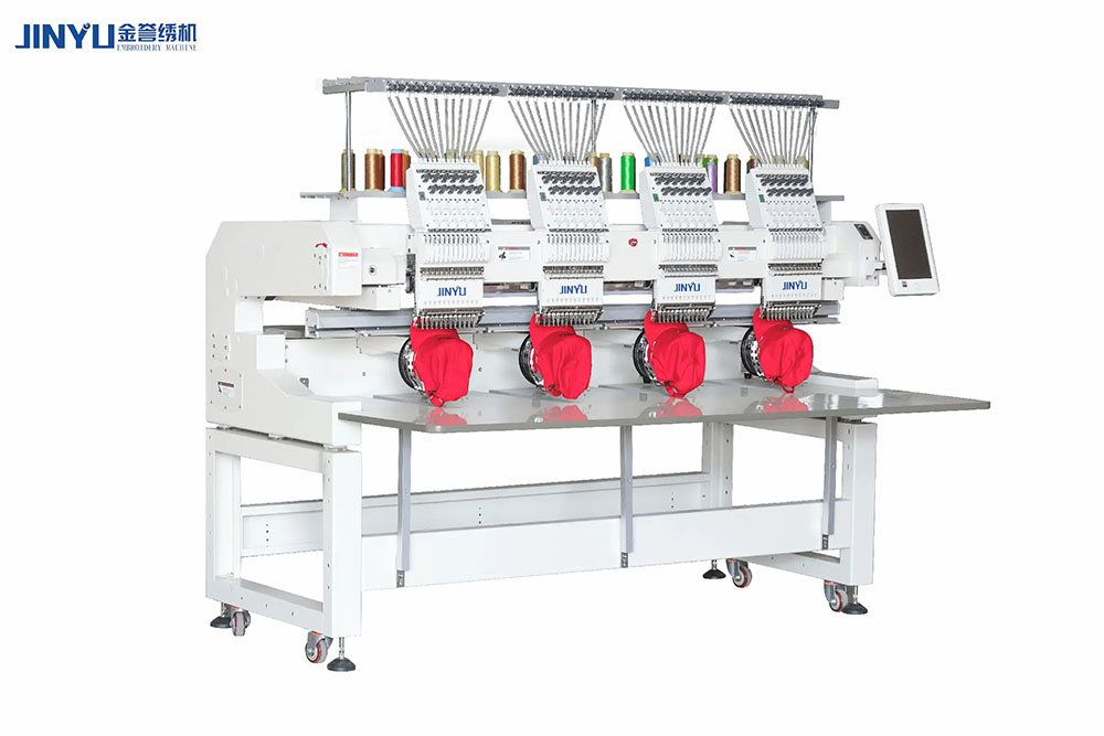 Professional embroidery machine in use
